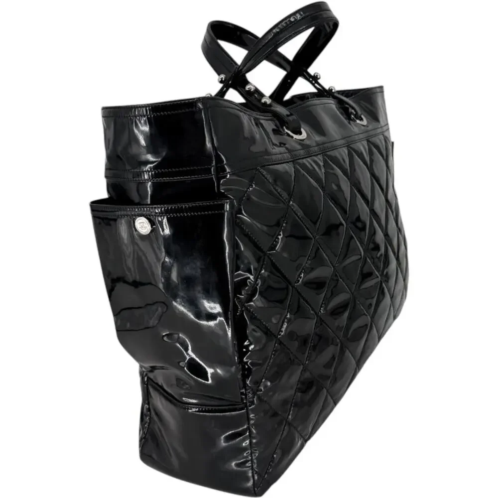 Chanel Paris-Biarritz XL Tote in Black Patent Vinyl